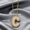 Gold plated bubble letter C pendant necklace with micro paved zircon stones - Letter C (Single Pendant)