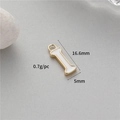 Golden letter I charm with white enamel for DIY jewelry making 16.6x5mm size - I (14K Gold H-12338)