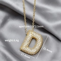 Gold plated letter D pendant necklace with micro-paved zircons and cross chain details - Letter D (Single Pendant)