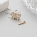 Chiusura a farfalla dorata con zirconi bianchi per la creazione di gioielli fai-da-te 20mm - Chiusura Farfalla Micro-Intarsiata di Zirconia (CBK800) / Oro 14K