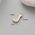 Golden letter J alphabet pendant with white enamel inlay for DIY jewelry crafting - J (14K Gold H-12339)
