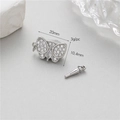 Chiusura a fiocco in argento per collana di perle con zirconi 20mm x 10,4mm - Chiusura Farfalla Micro-Intarsiata di Zirconia (CBK800) / Palladio