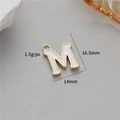 Golden letter M enamel charm pendant for DIY jewelry making 14mm by 16.5mm size - M (14K Gold H-12342)