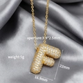 Collar colgante letra F bañado en oro con piedras de circonita cúbica micropavé - Letra F (Colgante Suelto)