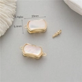 Chiusura rettangolare dorata con intarsio in madreperla bianca per collane di perle fai-da-te - Chiusura a Inserto Rettangolare in Madreperla (CBK2082) / Oro 14K