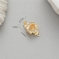Chiusura a fiore dorato DIY 13,5mm x 8,7mm connettore gioielli per bracciali di perle - Chiusura a Inserto Piccola Fiore in Rilievo (K010684) / Oro 14K