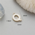 Letter Q pendant with golden metal base and white enamel for DIY jewelry making - Q (14K Gold H-12346)
