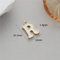 Golden metal letter R pendant with white enamel for DIY jewelry making 16.7x12mm - 14K Gold Ring (H-12347)
