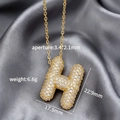 Colgante letra H de oro con circonitas micro pavé, altura 22,9 mm, estilo hip hop glam - Letra H (Colgante Suelto)