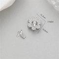 Chiusura a fiore in argento per collane di perle con cristalli, misura 15,2mm x 19,8mm - Chiusura a Inserto Floreale Micro-Intarsiata (K011044-2) / Palladio