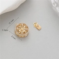 Chiusura a fiore dorata da 21mm con zirconi per collane di perle fai da te - Chiusura a Inserto Tonda Floreale Cava (K011049-7) / Oro 14K
