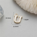 Letter U gold-tone pendant with white oil drip for DIY necklace and bracelet crafting - U (14K Gold H-12350)