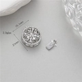 Chiusura a fiore in argento con zirconi per collane di perle e bracciali fai da te - Chiusura a Inserto Tonda Floreale Cava (K011049-7) / Palladio