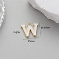 Letter W initial charm pendant in gold plating with white enamel for DIY jewelry making - 14K Gold (W H-12352)