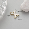 White enamel letter X charm in gold metal frame with 16.8mm x 12.5mm size specs - X (14K Gold H-12353)