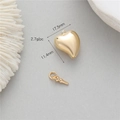 Chiusura a cuore dorata per collane di perle fai da te, dimensioni 17,5 mm - Chiusura Pendente Cuore 3D Lucidato (K010851) / Oro 14K