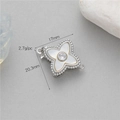 Fermoir trèfle en argent avec nacre et zircon pour la création de bracelets DIY - Palladium K011049-1 Coquillage Blanc Haut De Gamme Fermoir Trèfle À Quatre Feuilles Blanc Connecteur Pour Collier Et Bracelet / Le Plaquage De Haute Qualité Conserve Sa Couleur Longtemps Et Empêche La Décoloration.