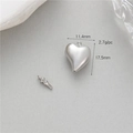 Ciondolo a cuore in argento lucido con tappo a vite per gioielli fai da te - Chiusura Pendente Cuore 3D Lucidato (K010851) / Palladio