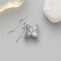 Fermoir trèfle à quatre feuilles en argent avec nacre et pierre zircon, 17mm x 20,3mm - Boîtier De Connecteur Pour Collier/bracelet En Palladium K011049-1 À Motif Trèfle. / Le Plaquage De Haute Qualité Conserve Sa Couleur Longtemps Et Empêche La Décoloration.