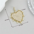 Pendentif cœur pavé doré avec dimensions de taille et de poids 39,2x31,4 mm - Micro Pavé Grand Cœur (h-12842)