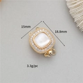 Cierre de joyería cuadrado dorado con nácar blanco y piedras circón 18.8x15mm - Conector Para Collar/pulsera Con Cierre Cuadrado/redondo De Nácar Blanco Oro De 14 Quilates K010886-1 / El Chapado De Alta Calidad Conserva El Color Durante Mucho Tiempo Y Evita Que Se Decolore.