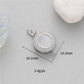 Fermoir connecteur en nacre et argent avec pavé de zircons pour bijoux, 18,1mm x 13,2mm - Palladium K011040-1 Fermoir Rond En Nacre Blanche Connecteur Pour Collier/bracelet / Le Plaquage De Haute Qualité Conserve Sa Couleur Longtemps Et Empêche La Décoloration.