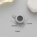 Connecteur de bijoux argenté avec nacre noire et pavage de zircons brillants - Fermoir Rond En Palladium K011040-1 Pour Collier/bracelet / Le Plaquage De Haute Qualité Conserve Sa Couleur Longtemps Et Empêche La Décoloration.