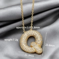 Collar con colgante letra Q dorada con circonitas micro pavé estilo hip hop 22mm - Letra Q (Colgante Suelto)