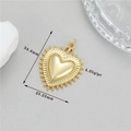 Detailed view of a micro-set heart pendant with solar rays and precise size specifications - Sun Ray Heart (h-12564)