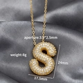 Collar con colgante letra S burbuja chapado en oro y circonitas para estilo hip hop - Letra S (Colgante Suelto)