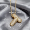 Colgante letra T de burbuja bañada en oro con circonitas brillantes y cadena fina - Letra T (Colgante Suelto)
