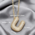 Collar con colgante de letra U 3D chapado en oro con circonitas micro pave - Letra U (Colgante Suelto)
