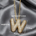 Colgante letra W bañado en oro con circonitas micropavé estilo burbuja hip hop - Letra W (Colgante Suelto)