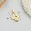 Macro view of a 14K gold-plated clover pendant with milgrain edges and 19.9mm size specs - 14K Gold Clover Shape (h-12756)