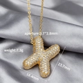 Colgante de letra X estilo hip hop chapado en oro con incrustaciones de circón brillante - Letra X (Colgante Suelto)