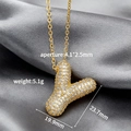 Collar con colgante letra Y de burbuja chapado en oro y circonitas micropavé - Letra Y (Colgante Suelto)