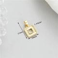 Polished 14K gold plated hollow square charm with bead texture for DIY jewelry making - 14K Gold Square Hollow Shape (h-12759)