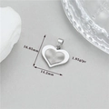 Pendentif cœur argenté avec texture radiale, taille 16,85x14,2 mm, poids 1,85 g - Cœur Argenté Effet Soleil (Palladium h-12760)