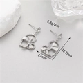 Detail view of heart bow earrings with silver zircon stones showing 32.2mm length - Palladium Plated Heart Bowknot Style (CBK364)