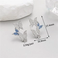 Detaillierte Größenangaben für Silber-Schmetterlingsohrringe mit blau-weißen Steinen - Silber Dynamischer Schmetterling Stil (WX22296)