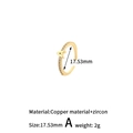 Detail eines verstellbaren Kupferrings Buchstabe A mit Zirkonia und 17,53 mm Durchmesser - Stil: A (H-13702)