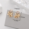 14K vergulde strik oorbellen met hart zirkoon voor DIY sieraad, 16,6x11,3mm - 14K Goud CTJ9