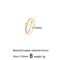 Verstellbarer goldener Kupferring mit Buchstabe B und glitzernden Zirkonia-Steinen - Stil: B (H-13703)