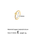 Verstellbarer goldener Ring mit Buchstabe E aus Kupfer mit funkelnden Zirkonia-Steinen - Stil: E (H-13706)