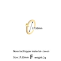 Verstellbarer goldener Kupferring mit Buchstabe F und mikro-verzierten Zirkonia - Stil: F (H-13707)
