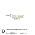Golden letter D pendant connector in copper with cubic zirconia stones for necklaces - Letter D Style (H-13639/D)