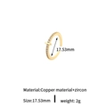 Verstellbarer goldener Buchstabenring aus Kupfer mit Zirkonia und 17,53 mm Durchmesser - Stil: I (H-13710)
