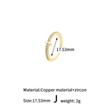 Verstellbarer goldener Buchstabe J Ring aus Kupfer mit glitzerndem Zirkon - Stil: J (H-13711)