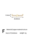 Golden letter F pendant with zircon stones in copper for necklace or bracelet - Letter F Style (H-13641/F)