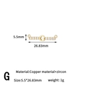 Golden letter G bar pendant with white zircons for jewelry making, 5.5x26.83mm - Letter G Style (H-13642/G)